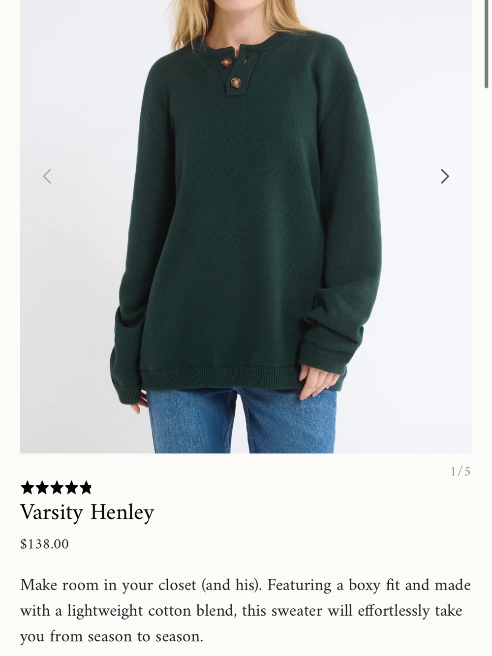 Rumored Varsity Henley Women's Sweater - Forest Green